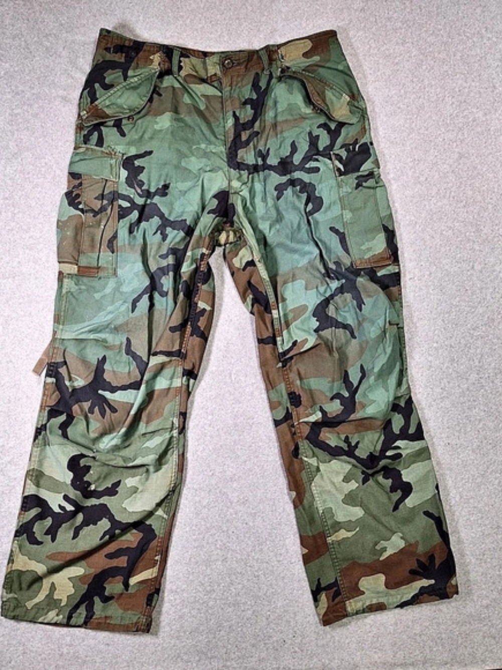 Vintage US Military Woodland Camo BDU Cargo Pants Size M81 Type Size 35x32